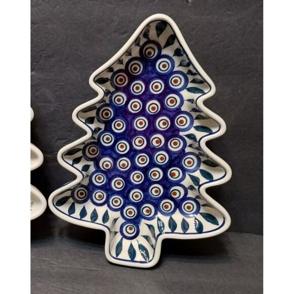 Polish Pottery Manufaktura Boleslawcu Christmas Tree Dish 9.5\